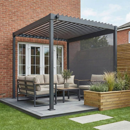 Shadow Texteline Side Screen - 3.0m in Graphite Grey
