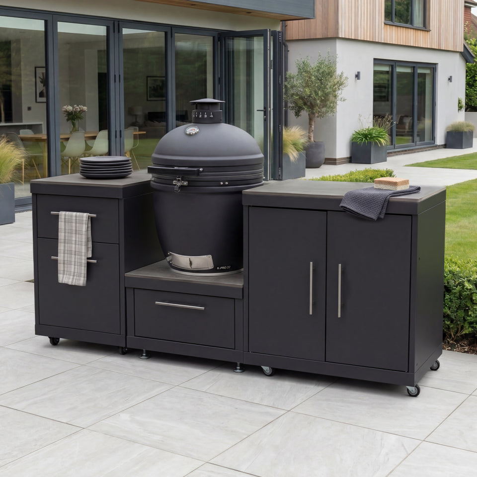 Riley Straight Outdoor Kitchen Kamado Charcoal BBQ K1940-A - Graphite Grey