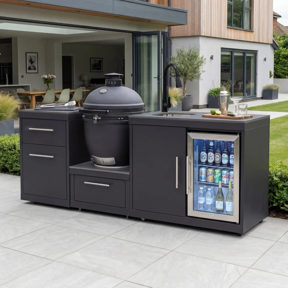 Riley Straight Outdoor Kitchen Kamado Charcoal BBQ K2073-B - Graphite Grey