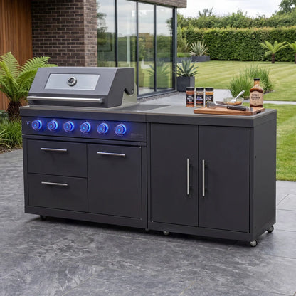 Riley Straight Outdoor Kitchen 4 Burner Gas BBQ S1998-A - Graphite Grey