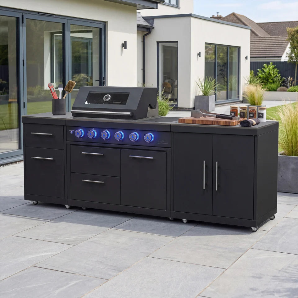 Riley Straight Outdoor Kitchen 4 Burner Gas BBQ S2508-A - Graphite Grey