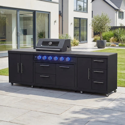 Riley Straight Outdoor Kitchen 4 Burner Gas BBQ S2828-A - Graphite Grey