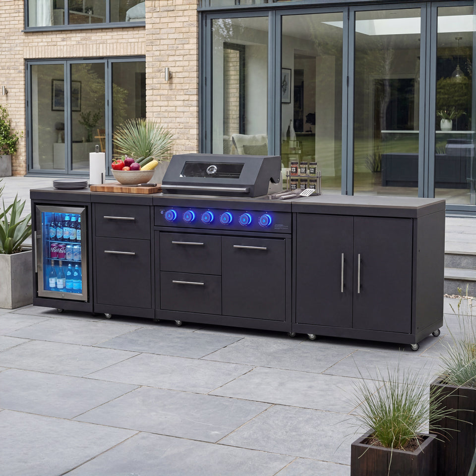 Riley Straight Outdoor Kitchen 4 Burner Gas BBQ S3018-A - Graphite Grey