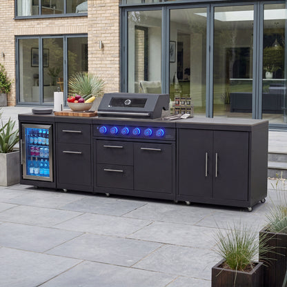 Riley Straight Outdoor Kitchen 4 Burner Gas BBQ S3018-A - Graphite Grey