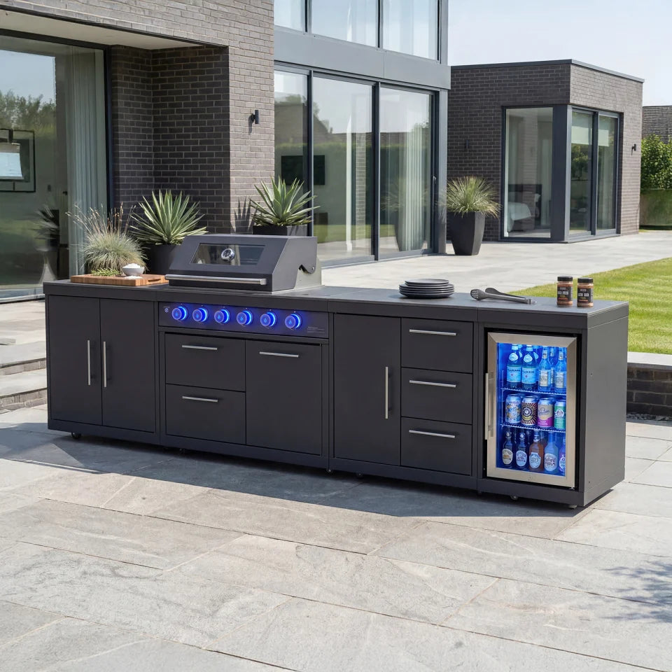 Riley Straight Outdoor Kitchen 4 Burner Gas BBQ S3338-A - Graphite Grey