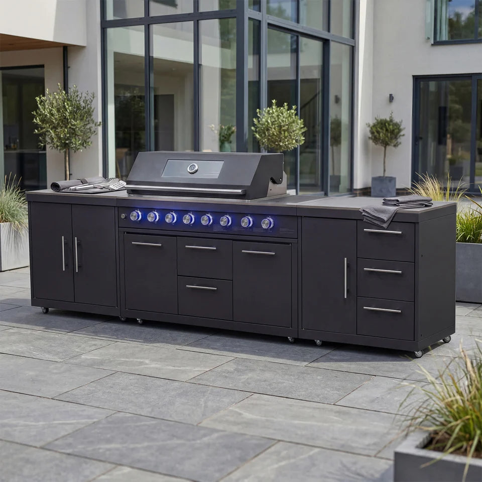 Riley Straight Outdoor Kitchen 6 Burner Gas BBQ S3828-A - Graphite Grey