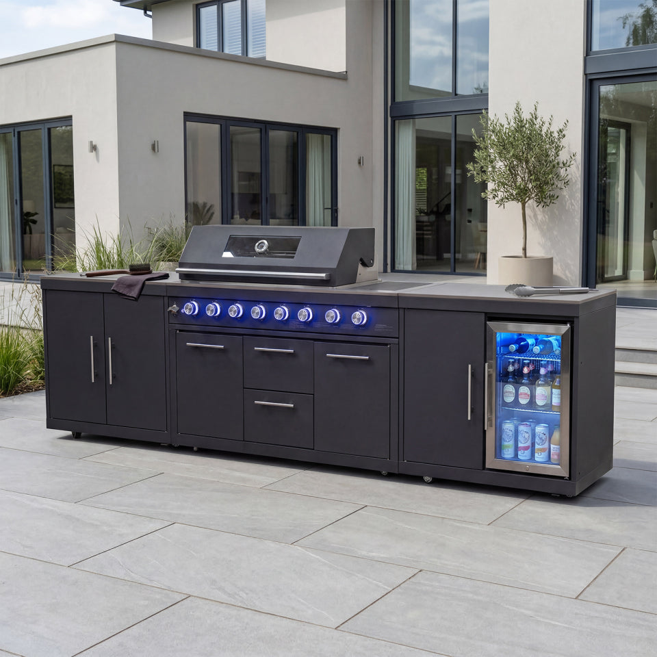 Riley Straight Outdoor Kitchen 6 Burner Gas BBQ S3961-A - Graphite Grey