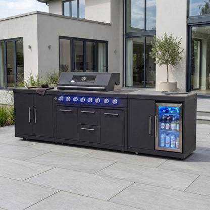 Riley Straight Outdoor Kitchen 6 Burner Gas BBQ S3961-A - Graphite Grey