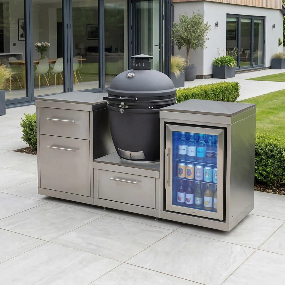 Stanley Straight Outdoor Kitchen Kamado Charcoal BBQ K1620-A - Stainless Steel