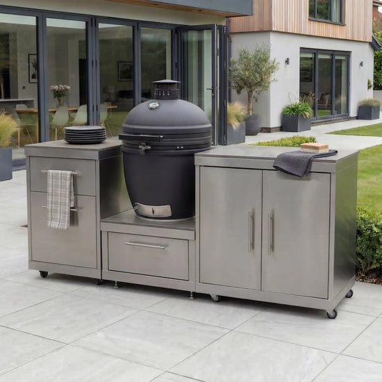 Stanley Straight Outdoor Kitchen Kamado Charcoal BBQ K1940-A - Stainless Steel