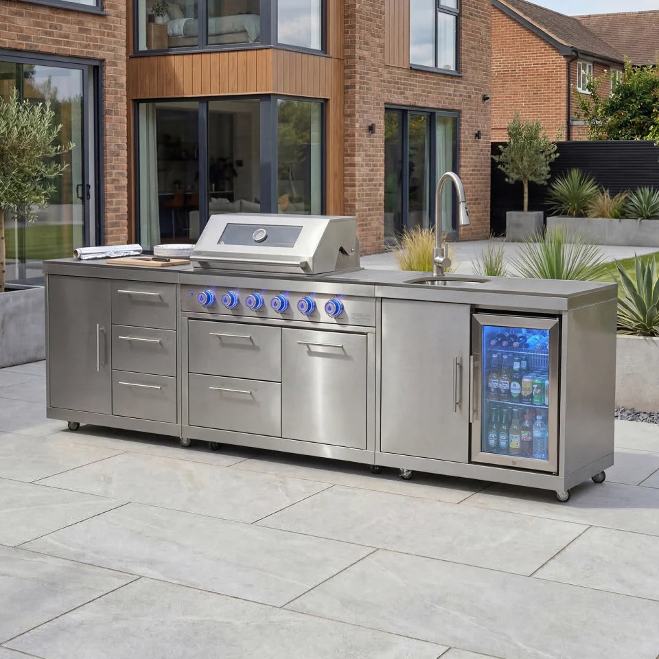 Stanley Straight Outdoor Kitchen 4 Burner Gas BBQ S2961-E - Stainless Steel