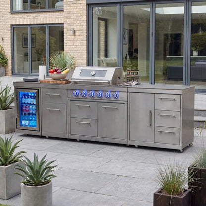 Stanley Straight Outdoor Kitchen 4 Burner Gas BBQ S3018-B - Stainless Steel