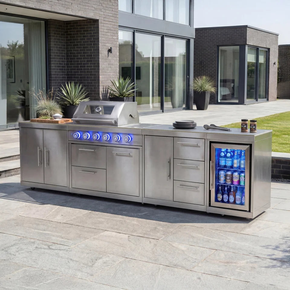 Stanley Straight Outdoor Kitchen 4 Burner Gas BBQ S3338-A - Stainless Steel