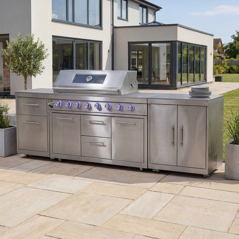 Stanley Straight Outdoor Kitchen 6 Burner Gas BBQ S2808-A - Stainless Steel