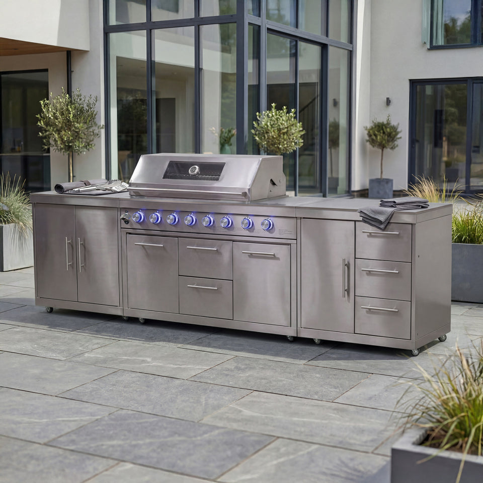 Stanley Straight Outdoor Kitchen 6 Burner Gas BBQ S3128-A - Stainless Steel