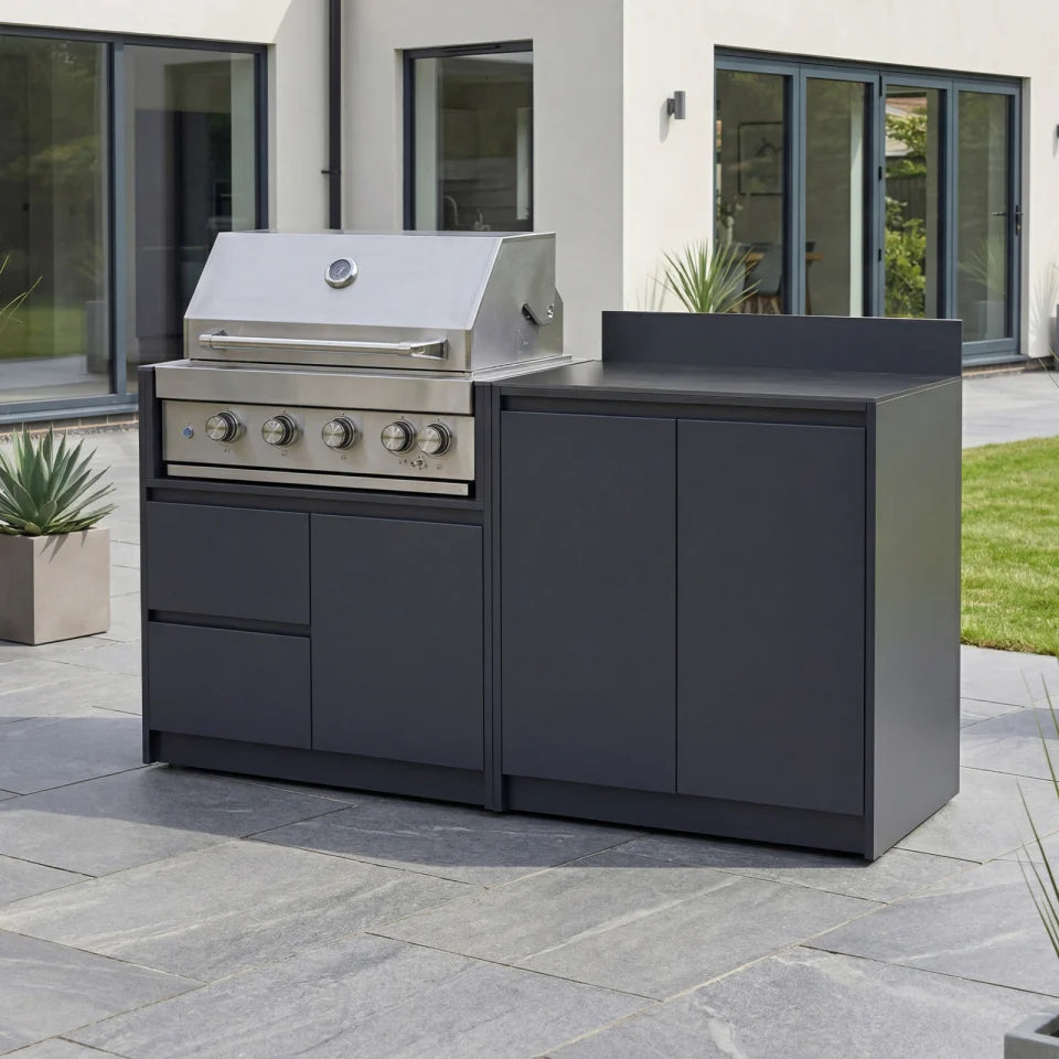 Oakley Straight Outdoor Kitchen 4 Burner Gas BBQ S1800-A - Graphite Grey