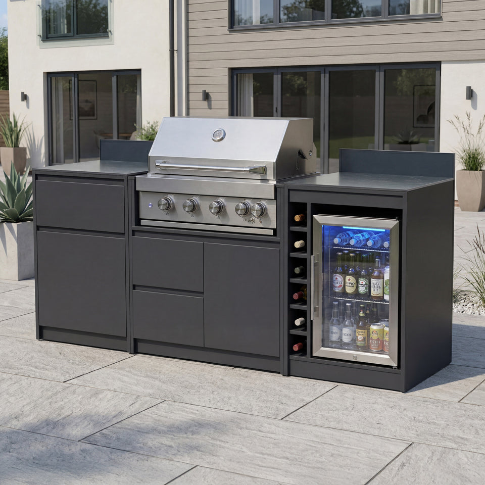 Oakley Straight Outdoor Kitchen 4 Burner Gas BBQ S2100-A - Graphite Grey
