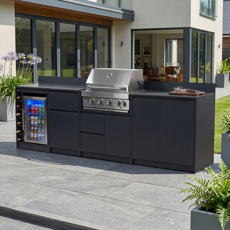 Oakley Straight Outdoor Kitchen 4 Burner Gas BBQ S3000-A - Graphite Grey