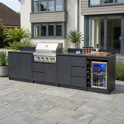 Oakley Straight Outdoor Kitchen 4 Burner Gas BBQ S3330-A - Graphite Grey