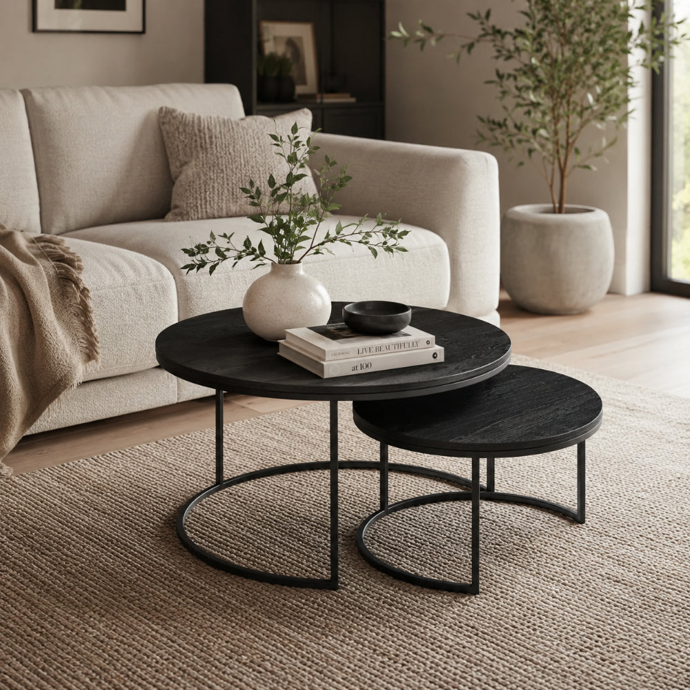 Wheel Coffee Table - Large - Black Oak