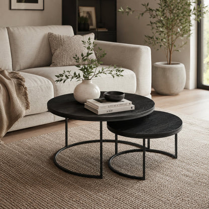 Wheel Coffee Table - Large - Black Oak