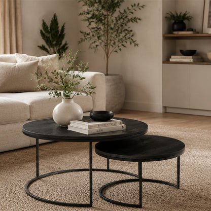 Wheel Coffee Table - Large - Black Oak