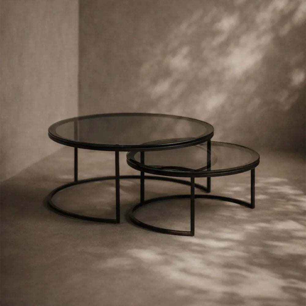 Wheel Coffee Table - Large - Glass