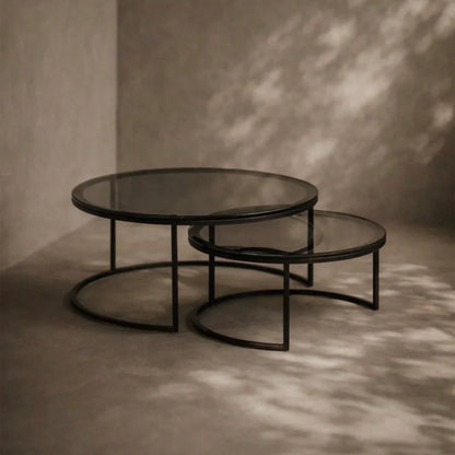 Wheel Coffee Table - Large - Glass