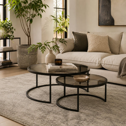 Wheel Coffee Table - Large - Glass