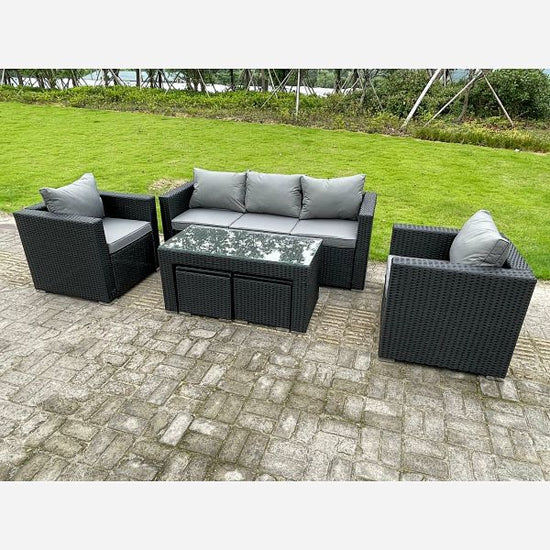 Wicker Rattan Garden Furniture Sofa Sets Outdoor Patio Coffee Table With Stools