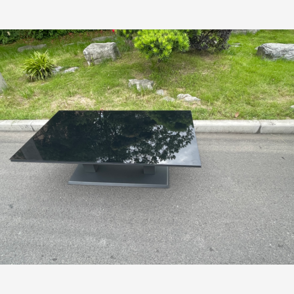 Aluminum Garden Furniture Rising Adjustable Lifting Dining or Coffee Table Easy Stop 2 Gas Line Dark Grey