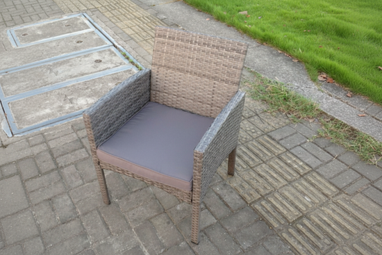 Fimous PE Wicker Rattab Grey Garden Arm Chair Patio Outdoor Garden Furniture Accessory With Cushion