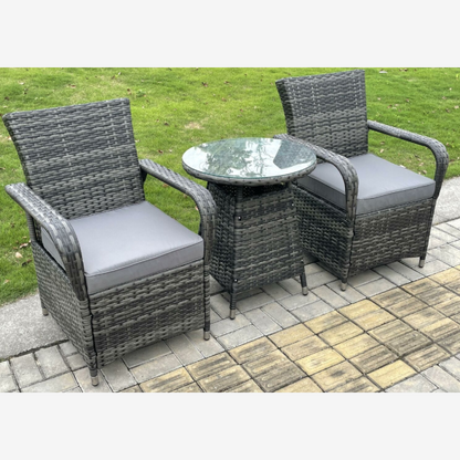 2/4/6 Option Rattan Garden Furniture Dining Sets Chairs Dark Grey Mix Outdoor Patio