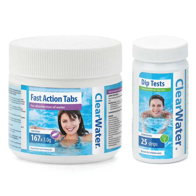Chlorine Tablets &amp; Dip Test Strips Bundle