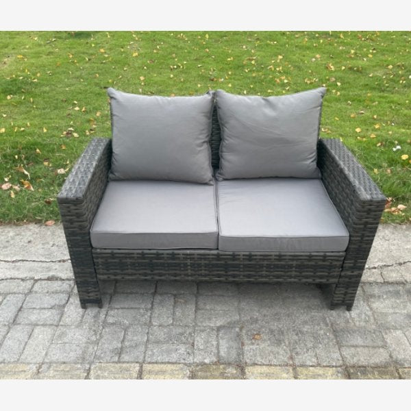 PE Wicker Outdoor Garden Furniture Set Patio Furniture Rattan Rectangular Dining Table Lounge Sofa with Side Table