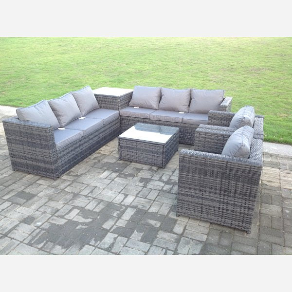 8 Seater Rattan Sofa Set With 2 Coffee Table And 2 Chairs