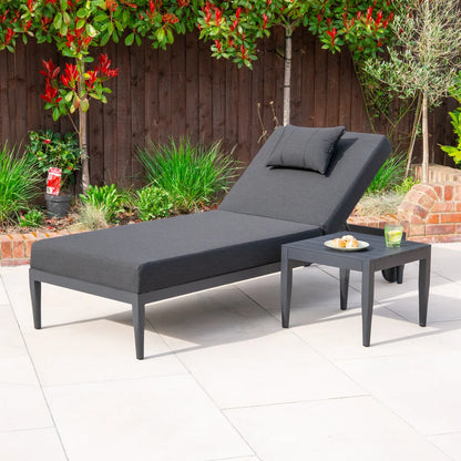 Duke All Weather Fabric Aluminium Sun Lounger in Charcoal
