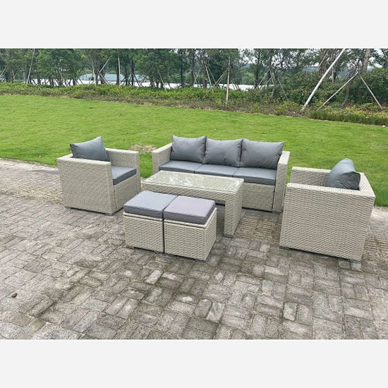 Wicker Rattan Garden Furniture Sofa Sets Outdoor Patio Coffee Table With Stools