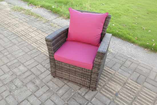 Rattan high-back single armrest sofa chair patio outdoor garden furniture with cushion
