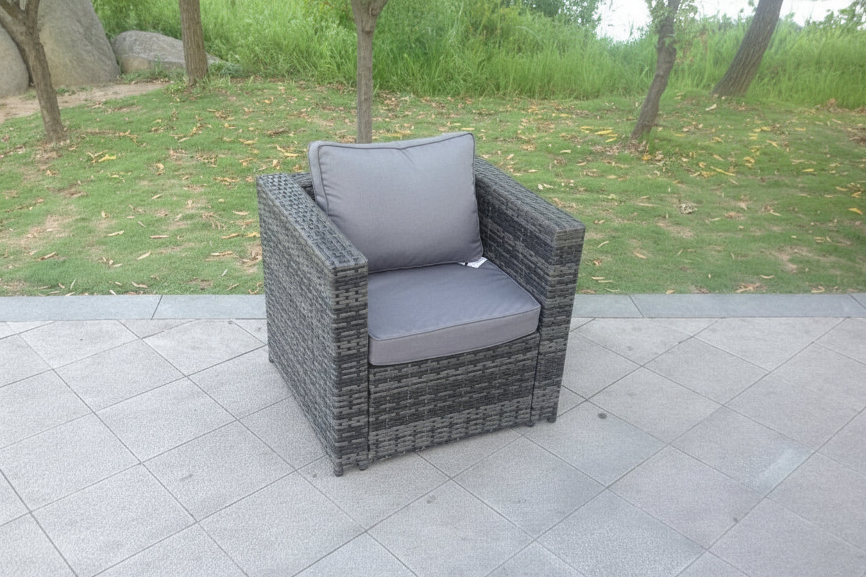 Rattan single sofa chair patio outdoor garden furniture mixed grey