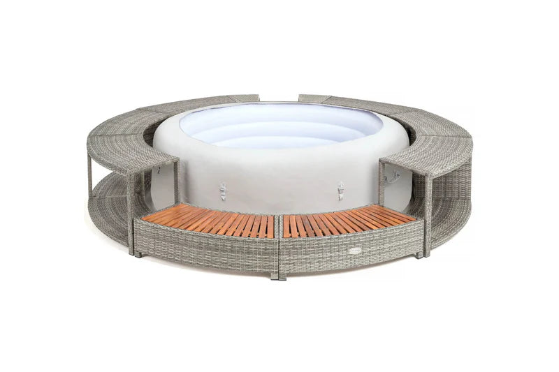 Round Rattan Hot Tub Surround 200cm Grey