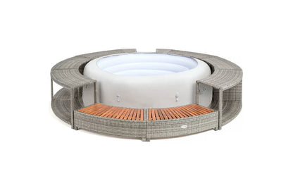 Round Rattan Hot Tub Surround 180cm Grey