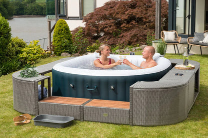 Square Rattan Hot Tub Surround 188cm Grey