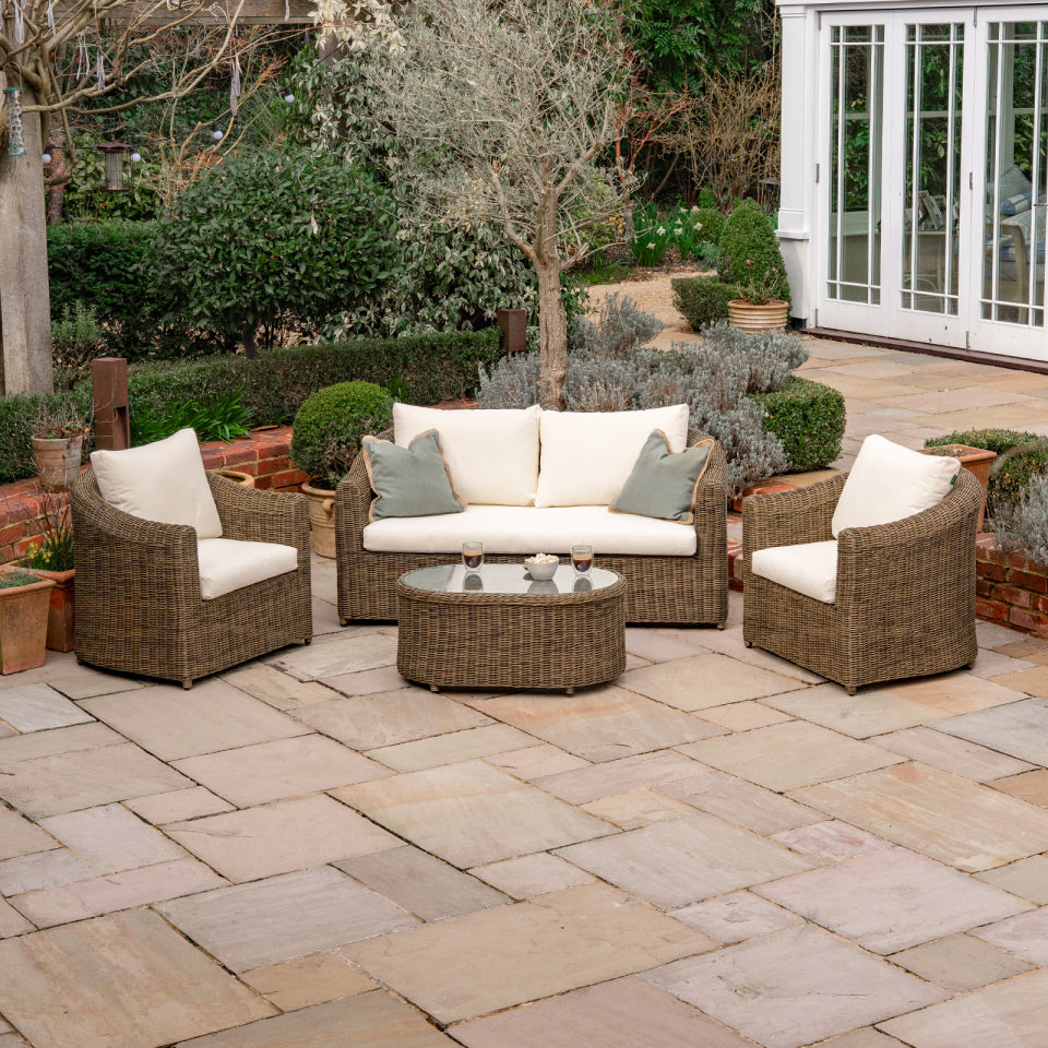 Isabella Rattan 2 Seater Sofa Lounging Set in Dark Sand