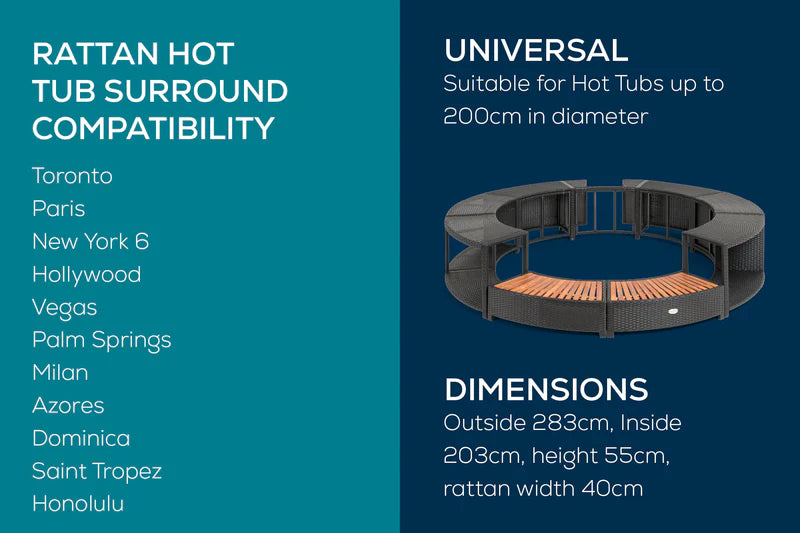 Round Rattan Hot Tub Surround 200cm Black