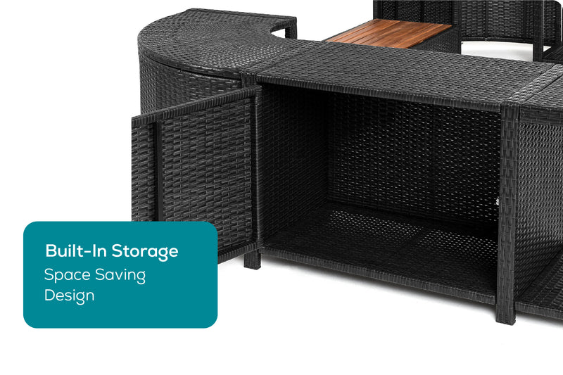 Square Rattan Hot Tub Surround 188cm Black