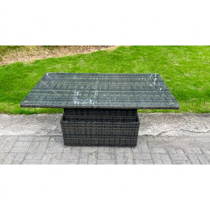 (2 side tables) rattan sofa dining set with adjustable table outdoor furniture dark mixed grey
