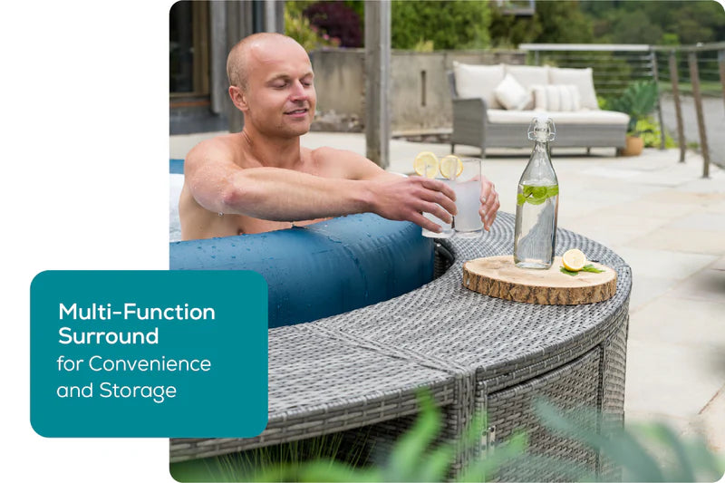 Round Rattan Hot Tub Surround 200cm Grey