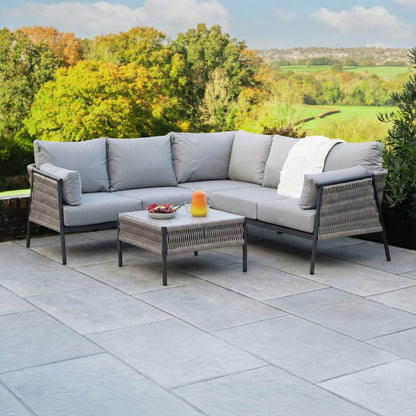 Sophia Rattan Aluminium Corner Sofa Lounging Set in Mottled Grey