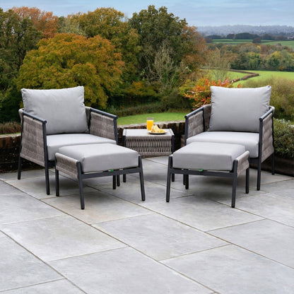 Sophia Rattan Aluminium 5 Piece Lounging Set in Mottled Grey